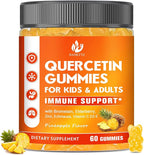 Sugar Free Quercetin with Bromelain Gummies for Kids & Adult - Immune, Antioxidant, Seasonal Support, 1000mg Quercetin Supplements with Bromelain, Zinc, Elderberry, Vitamin C D3 E, Vegan, 60 Count