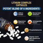 Lisopomal Lithium Orotate Complex Capsules, Lithium Orotate 20 mg, Magnesium Glycinate & Ashwagandha, Brain Health Supplements for Cognitive, Mood & Memory – Non-GMO, 120 Vegan Capsules