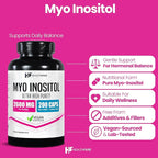 Healthfare Myo Inositol Supplement, 2600mg | 200 Veg Capsules | Ultra Strength | Healthy Ovarian Support for Women | Vitamin B8 for Women