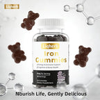 8mg Iron Supplement Gummies for Women & Men, with Boron & Vitamin C, Energy & Immune System Supports, Cognitive & Bone Health, Delicious Grape Flavor, Vegan, Non-GMO, Gluten Free, 60