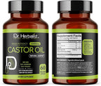 Dr. HERBALIST Castor Oil Capsules 1600mg - Cold Pressed Ricinus Communis Softgels | Supports Digestive Wellness & Hair Skin Vitality* | Halal, Non-GMO, Vegan | 60ct