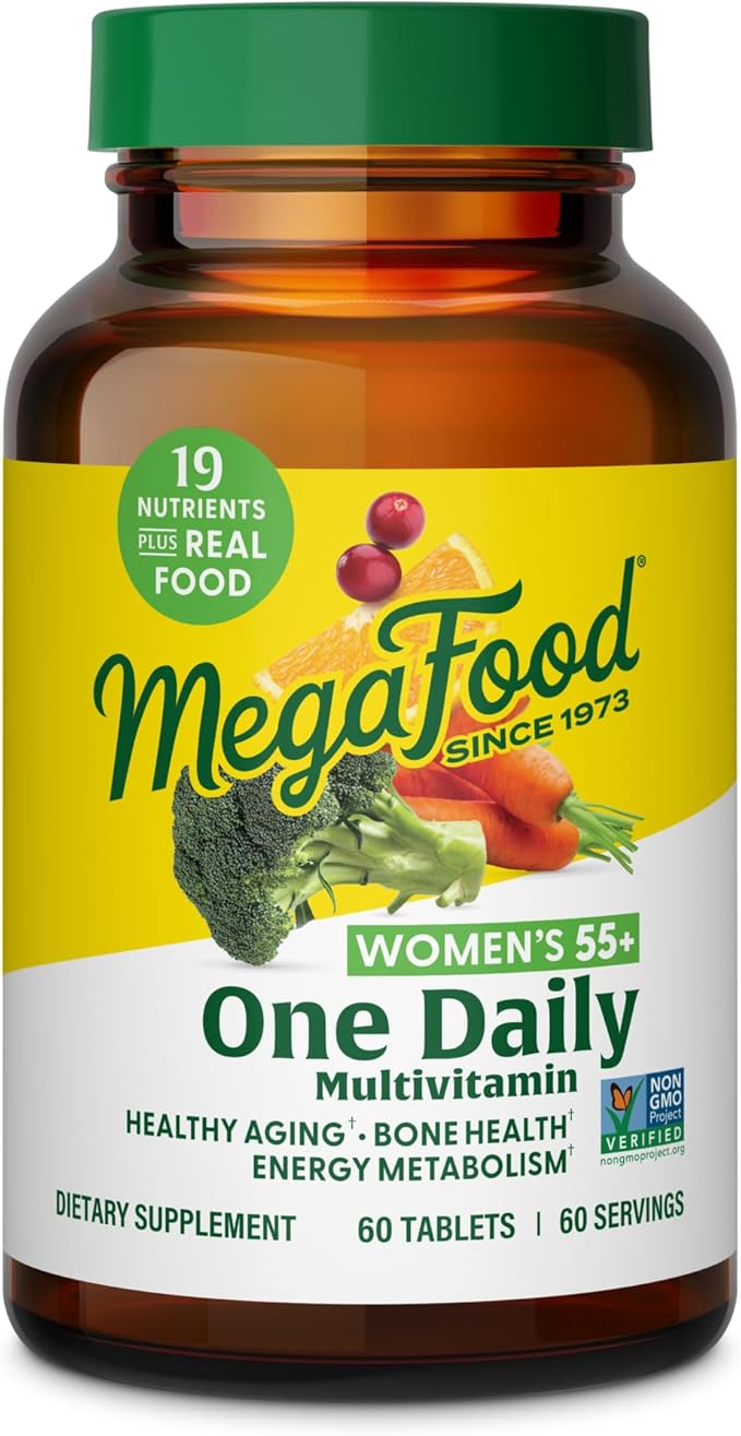 MegaFood, Women Over 55 One Daily, Supports Optimal Health and Wellbeing, Multivitamin and Mineral Dietary Supplement, Vegetarian, 60 tablets (60 servings)