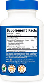 Nutricost KSM-66 Ashwagandha Root Extract 600mg, 60 Veggie Caps - 5% Withanolides - with BioPerine - Full-Spectrum Root Extract (Pack of 2)