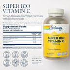 SOLARAY Super Bio Buffered Vitamin C 1000mg – Two-Stage Timed Release with Bioflavonoids – Immune Support – High Absorption, Vegan, 60 Day Guarantee, 180 Servings, 360 VegCaps