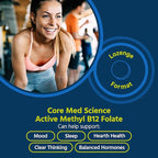Core Med Science Methyl B12 Folate Supplement for Women & Men - 5-MTHF Pills Support Mood, Cognitive, & Heart Health - Methylfolate Vitamin B9 for Homocysteine Levels & Methylation Cycle (60 Count)