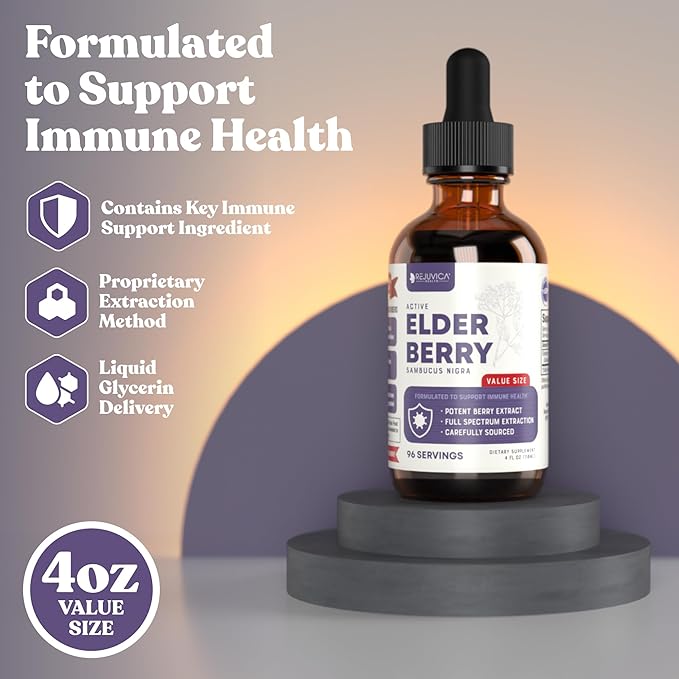 Rejuvica Health Active Iodine + Active Elderberry 4oz Bundle - Energy & Immune Support Bundle - Advanced Liquid Delivery