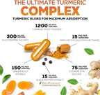 Turmeric Curcumin Supplement - 95% Curcuminoids with Glucosamine, Ginger & MSM, BioPerine Black Pepper Extract for Best Absorption, Natural Vegan Joint Support, Non-GMO, Bottled in USA - 240 Capsules