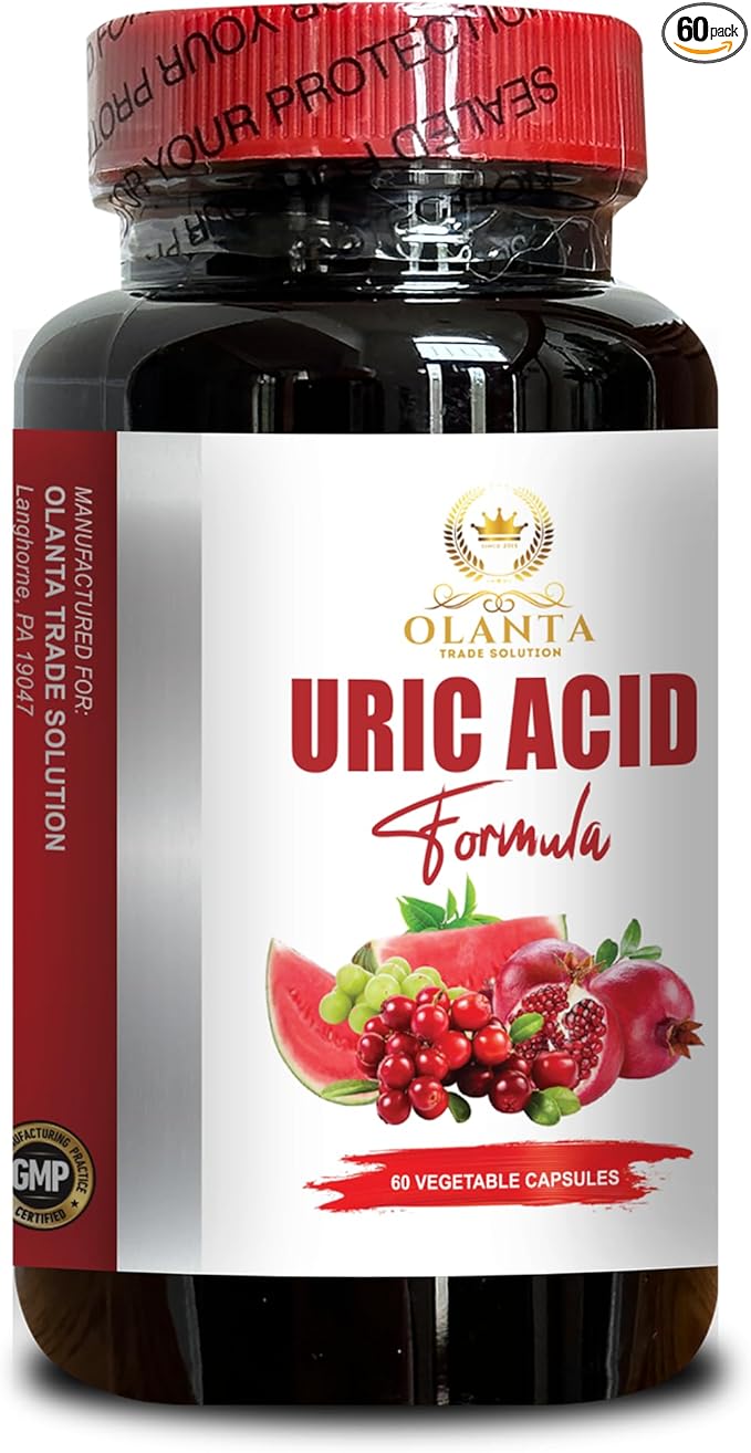 URIC Acid - Joint Comfort & Kidney Support Formula with Tart Cherry Extract, Milk Thistle, Celery Seed, Uric Acid Flush Supplement - 1 Bottle 60 Capsules