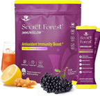 Secret Forest ImmuniGlow, 1000mg Vitamin C, 1000mg Black Elderberry, Probiotics, Colostrum, Turmeric & Zinc – Antioxidant & Recovery Formula, Daily Immunity & Gut Support Drink Mix (30 Packets)