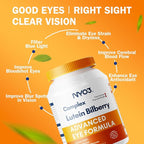 NYO3 Eye Vitamins with Lutein and Zeaxanthin,Patented Eye Formula,Recommended by NIH,Advanced Bilberry & Astaxanthin,Vitamins A, C, E, B12 & Minerals, Eye Health & Vision Protection, 60 Softgels