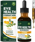 Eyebright Herb Eye Health Drops, Bilberry & Lutein Liquid Extract Herbal Supplement for Eye Strain Relief & Sight Care Support. Euphrasia Officinalis, Arándanos, Luteína para Los Ojos. 2oz