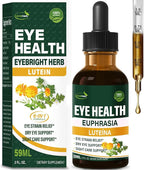 Eyebright Herb Eye Health Drops, Bilberry & Lutein Liquid Extract Herbal Supplement for Eye Strain Relief & Sight Care Support. Euphrasia Officinalis, Arándanos, Luteína para Los Ojos. 2oz