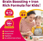 Iron Supplement Gummies for Kids, Kids Multivitamin with Iron Gummies - Zinc, Vitamin B Complex, A, C, D3, B12, Folate for Blood Builder & Energy Support, Iron Deficiency, Vegan Mixed Berry 60ct