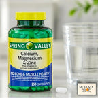 Spring Valley Calcium, Magnesium & Zinc Plus Vitamin D3 Coated Caplets, 250 Count (Pack of 2) 500count Total + me Gusta Sticker