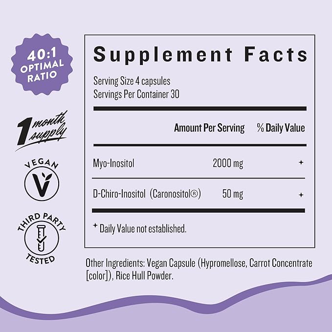 Legendairy Milk Pure Myo-Inositol & D-Chiro Inositol, PCOS Supplements Inositol Supplement for Women, Hormone Balance 40:1 Ratio Ovarian Support, Fertility Supplement | 2000mg, 120 Vegan Capsules