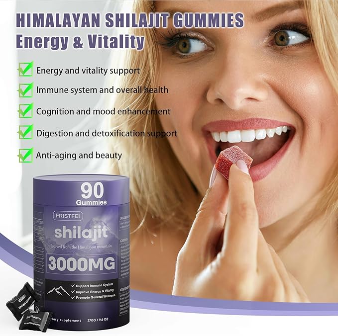 Pure Himalayan Shilajit Gummies for Men & Women - 100% Natural & Organic | 85+ Trace Minerals & Fulvic Acid | 90 Count | Individually Packaged