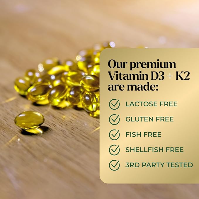 D3 K2 Vitamin - 5000 IU D3 Per Serving - High Potency Vitamin D3 Supplement - Advanced 2-in-1 Complex Vitamin D & Vitamin K2 (MK7) - Easy to Swallow, Bone & Immune Support - USA Bottled - 240 Softgels