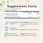 Pantothenic Acid Vitamin B5 Supplement, Vitamin B5 500mg Per Count, 365 Capsules (1 Year Supply), B-Complex Vitamin, Support Energy Production and Nervous System, Non-GMO