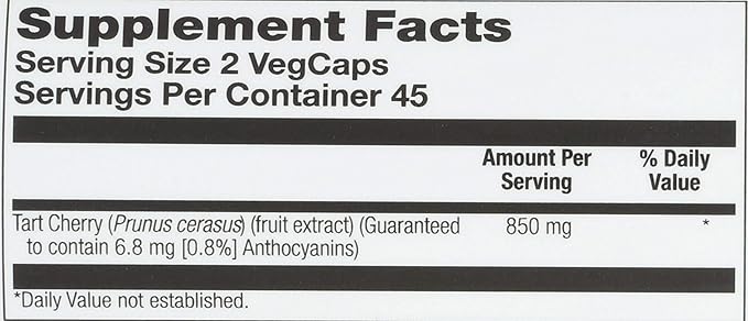 SOLARAY Tart Cherry Fruit Extract 425mg | Healthy Uric Acid Levels & Joint Support with Anthocyanins | 90ct, 45 Serv.