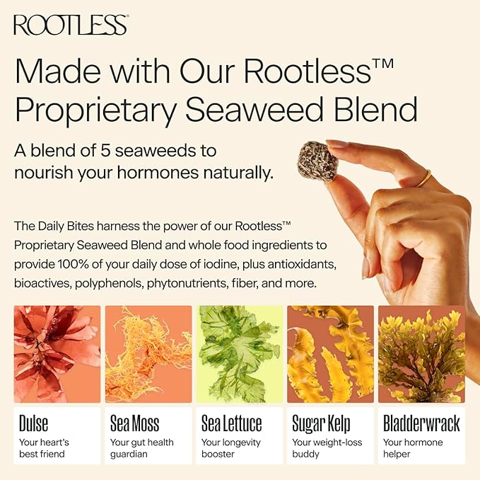 Rootless Seaweed Daily Bites – Orange Pistachio – 1 Month Supply for Hormone & Thyroid Health | 100% Daily Iodine, Whole Food Ingredients, No Added Sugar (4 Pack)