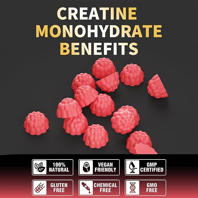 NSF Certified Creatine Gummy - Creatine Monohydrate Gummies for Men & Women, Creatine Monohydrate for Muscle Strength, Muscle Builder, Energy Boost, Pre-Workout Supplement(120 Count)-Watermelon Flavor