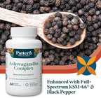 Pattern Wellness Ashwagandha Complex for Men & Women – Organic KSM-66® & Black Pepper Extract – Supports Stress Response & Energy Balance – Non-GMO – 120 Vegan Capsules