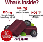 Force Factor Total Beets Blood Pressure Support Supplement with Beets Powder, Great-Tasting Chewables for Heart-Healthy Energy, and Increased Nitric Oxide, 120 Chews, 2-Pack