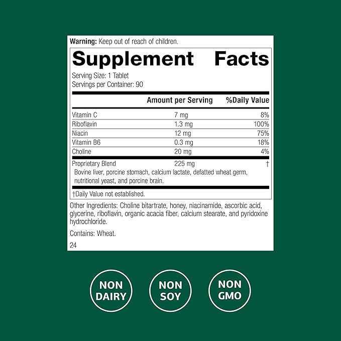 Standard Process Cataplex B2 - Support Nervous System, Brain & Nerve Health - Excellent Source of Vitamin B2 & B6 - Non-Dairy & Non-Soy - 90 Tablets (90 Servings)