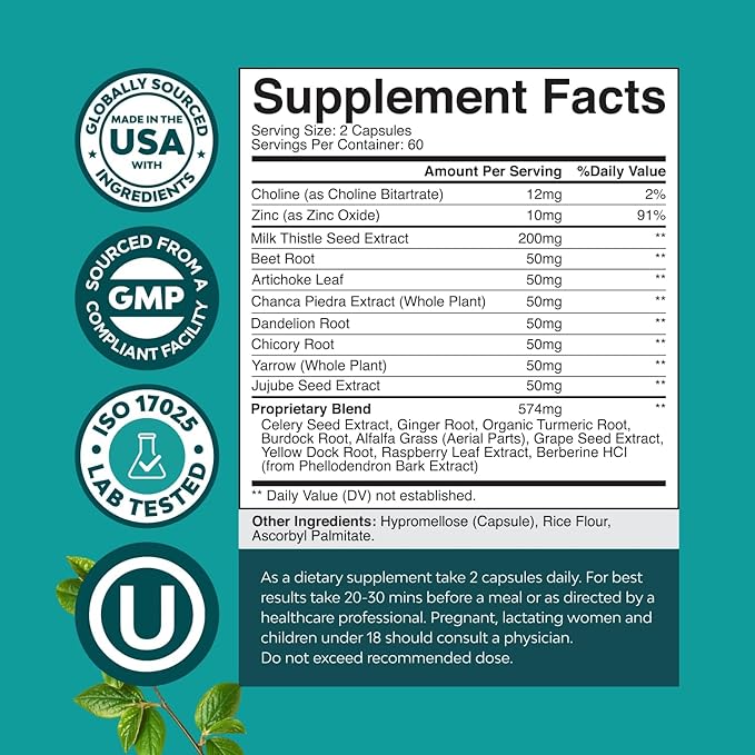 Natures Craft Liver Cleanse Detox & Repair 120 Capsules - Herbal Liver Support Milk Thistle Supplement - Silymarin Milk Thistle Supplements with Dandelion Root, Choline, Beetroot & Artichoke Extract