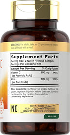 Carlyle Vitamin C with Zinc | 250 Softgels | Bioavailable | Ascorbic Acid | Zinc Oxide | Non-GMO and Gluten Free Supplement