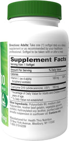 Health Thru Nutrition Q-Gel CoQ-10 100mg with Vitamin E: 3X Absorption, Clinically Studied for Cardiovascular & Mitochondrial Support (60 Softgels)