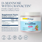 SOLARAY D-Mannose with CranActin Cranberry AF Extract Powder, 2000 mg, 400 mg of Cranberry Extract, Healthy Urinary Tract Support, Organic Natural Flavors, 30 Servings, 8 oz