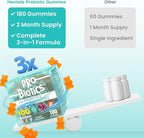 (180 Count) Probiotic Gummies, 19 in 1 Prebiotics Postbiotic Probiotic Gummies, 100 Billion CFU Probiotics for Women Men, Complete Immune, Gut & Digestive Support*, Sugar Free, Vegan