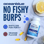 Oceanblue Professional Omega-3 2100 with Vitamin K2 and Vitamin D3-60 Count - Triple Strength Burpless Fish Oil Omega-3 Supplement with EPA, DHA & DPA - Wild Caught - Orange Flavor, 30 Servings