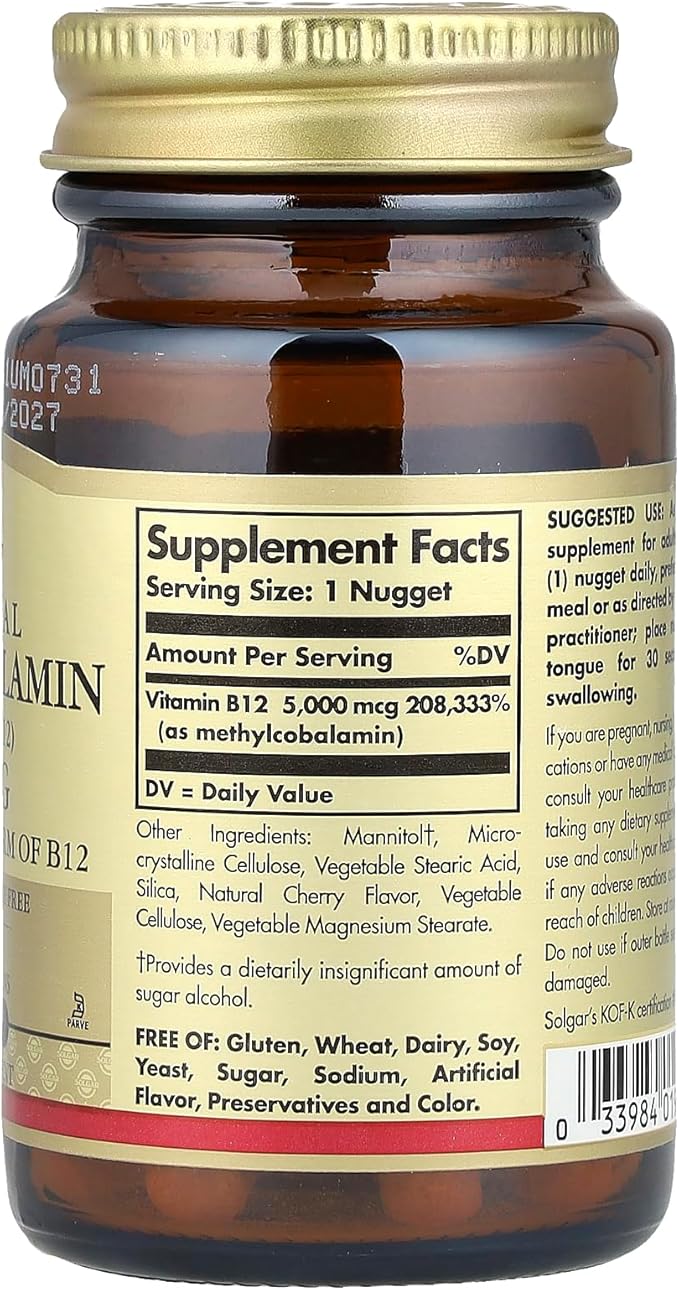 Methylcobalamin (Vitamin B12) 5000 mcg Solgar 30 Nugget