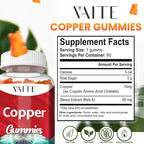 VAITE Copper Supplement Gummies 10 mg Amino Acid Chelate – Trace Mineral that Plays a Role in Collagen Formation, Gentle on Stomach, Supports Daily Nutrition & Balance – Vegan, Non-GMO, 60 Count