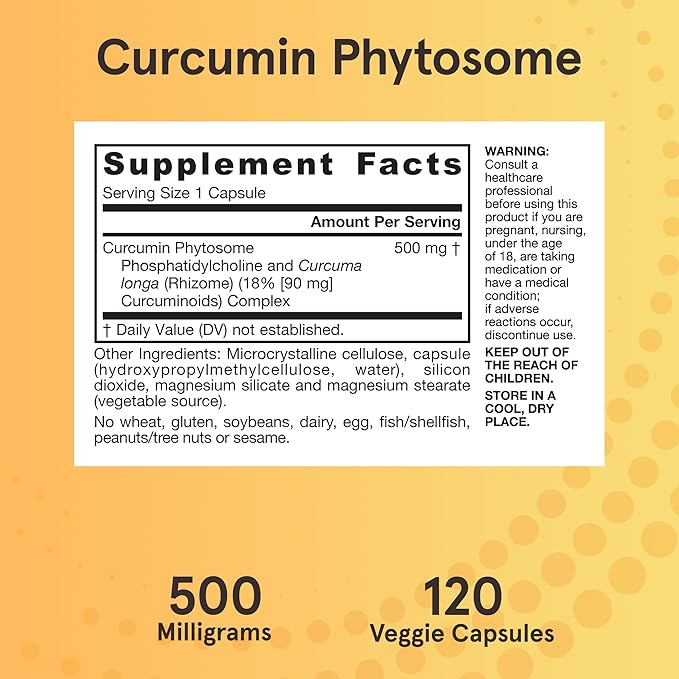 Jarrow Formulas Curcumin Phytosome 500 mg - Formulated with Meriva - Antioxidant Support Supplement - Joint Health & Support - 120 Veggie Capsules