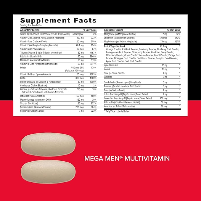 GNC Mega Men Performance and Vitality Vitapak Program, Convenient Complete Nutrition, 5 Products in 1 Packet, Circulation, Blood Flow, Prostate Health, Stronger Drive, 30 Packs