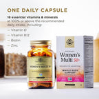 Solgar One Daily Women's Multi 50+ Whole Body Support for Women 50 and Older - Highly Absorbable Heart, Bone & Breast Health, Energy, Stress, Hair Skin & Nails Multivitamin, 60 Vegan Capsule Servings
