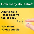 Nature Made Vitamin D3 5000 IU (125 mcg) Extra Strength, Vitamin D Supplement for Immune Support, 70 Sugar Free Fast Dissolve Tablets, 70 Day Supply, (Pack of 2)