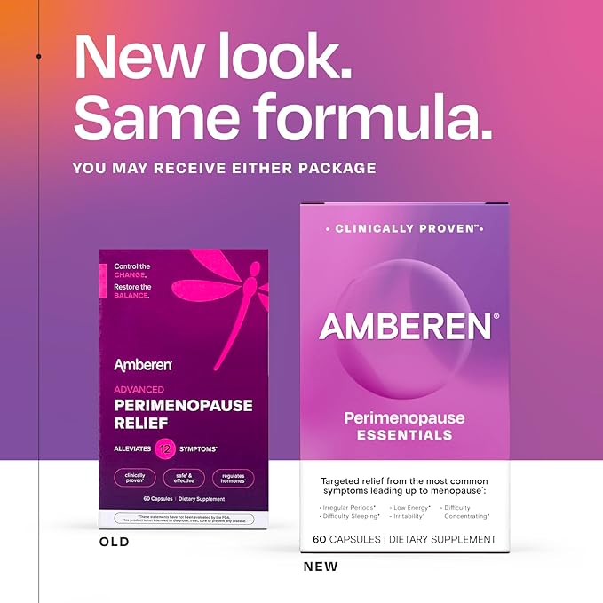Amberen Perimenopause, Peri-Menopause Multi-Symptom Relief, Vitamin B, Vitamin E & Antioxidants Supplement, Clinically Shown to Help Support Hormone Balance, Hot Flashes & Night Sweats, 60 Count