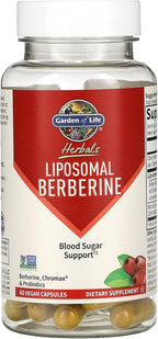 Garden of Life Liposomal Berberine and Chromium Picolinate for Already Healthy Blood Sugar, Glucose Metabolism and Cholesterol with Probiotics for Easy Digestion, Non GMO, Gluten Free, 30 Servings