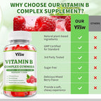 Vitamin B Complex Gummies for Women & Men - Vitamin B12, B1, B2, B3, B5 & B6 -B Complex Vitamin Supplements with Vitamin C,Magnesium & Choline, Raspberry Flavor, 60 Count