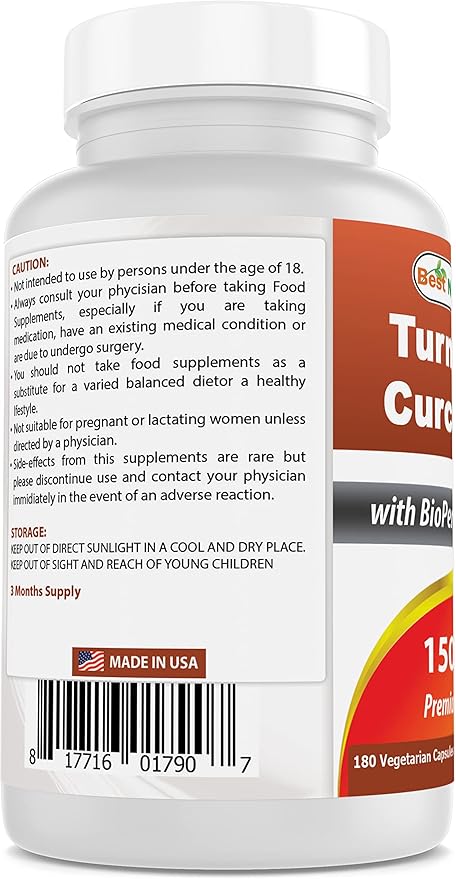 Tart Cherry Extract 1000 mg & Turmeric Curcumin 1500mg/Serving with Bioperine