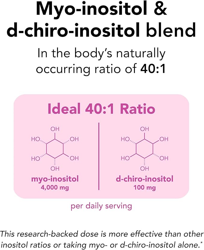 Theralogix Ovasitol Inositol Powder - 90-Day Supply - Myo-Inositol & D-Chiro Inositol for Hormone Balance & Ovarian Function Support* - NSF Certified - 400 g (180 Servings)