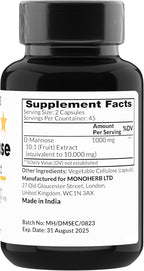 MONOHERB D-Mannose Extract 1000 mg - 90 Vegetarian Capsules