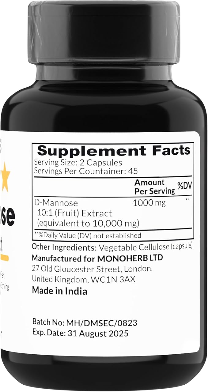 MONOHERB D-Mannose Extract 1000 mg - 90 Vegetarian Capsules