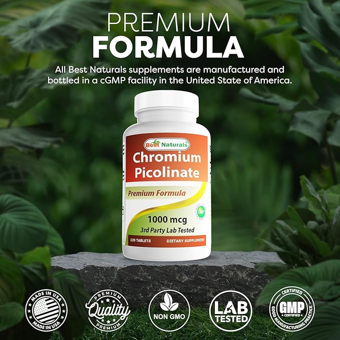 Best Naturals Chromium Picolinate 1000 mcg 120 Tablets (Pack of 2)