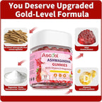 Ashwagandha Gummies for Stress Relief & Clam with Magnesium + Vitamin D – 90 Count Sugar-Free, Vegan Ashwa Supplements