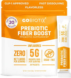 GoBiotix Fiber Supplement Powder with Prebiotics for Digestive Health and GLP-1 Support, Soluble Fiber for Gut Health & Debloat, Keto, Vegan, Gluten & Sugar Free, 20 Servings (Travel)